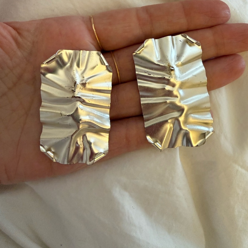 Free People Silver Foil Stud Earrings - Picture 4 of 4